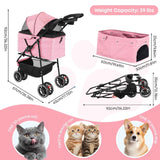 Pet Foldable Stroller For Small Puppy Dogs & Cats