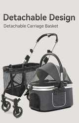 Double Decker Pet Stroller for Cats Dogs 2 Tier Detachable Folding Travel Cart
