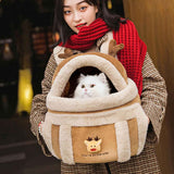 Plush Reindeer Pet Carrier Backpack with Hand Warmers for Travel