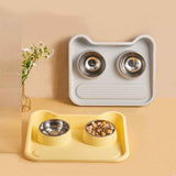 Tilted Double Stainless Steel Pet Bowls for Comfortable Mess-Free Feeding