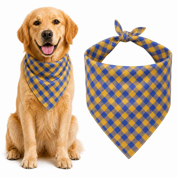 Blue White Plaid Dog Bandana for Comfortable Stylish Everyday Wear