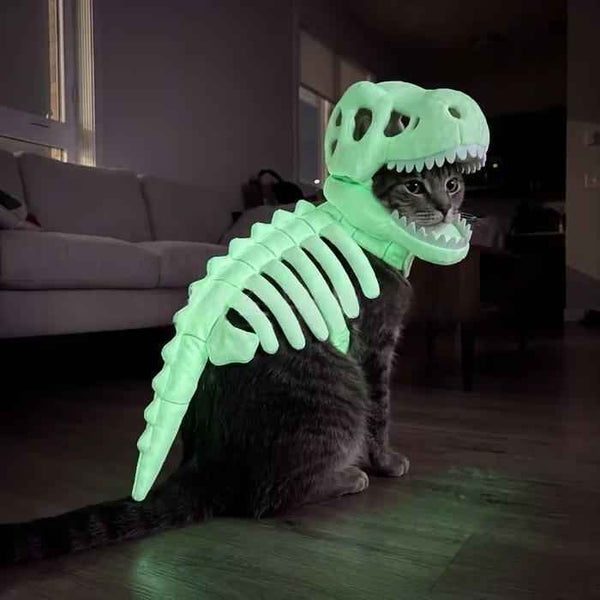 Dark Dinosaur Skeleton Pet Costume – Spooky Halloween Dog & Cat Outfit