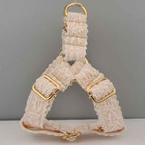 Elegant Leaf Pattern Pet Collar with Gold Buckle for Stylish Comfort