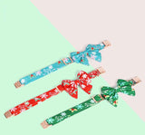 Pure Cotton Pet Collar with Removable Bow Tie Christmas Floral Style