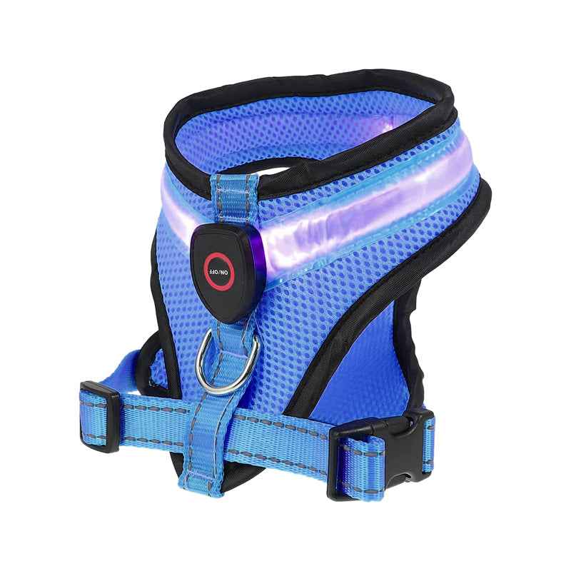 Rechargeable Mesh LED Lighted Dog Harness for Safe Night Walks