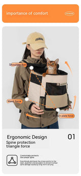 Shaded Ventilated Pet Backpack Carrier for Comfortable Travel Adventures